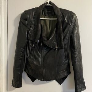 Black Faux Leather Moto-Style Jacket S
